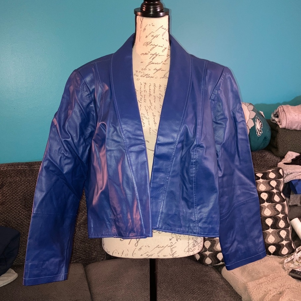 Jessica London Cropped 100% Leather Jacket, Size 20